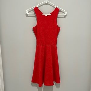 Francesca’s rose pattern keyhole back skater dress